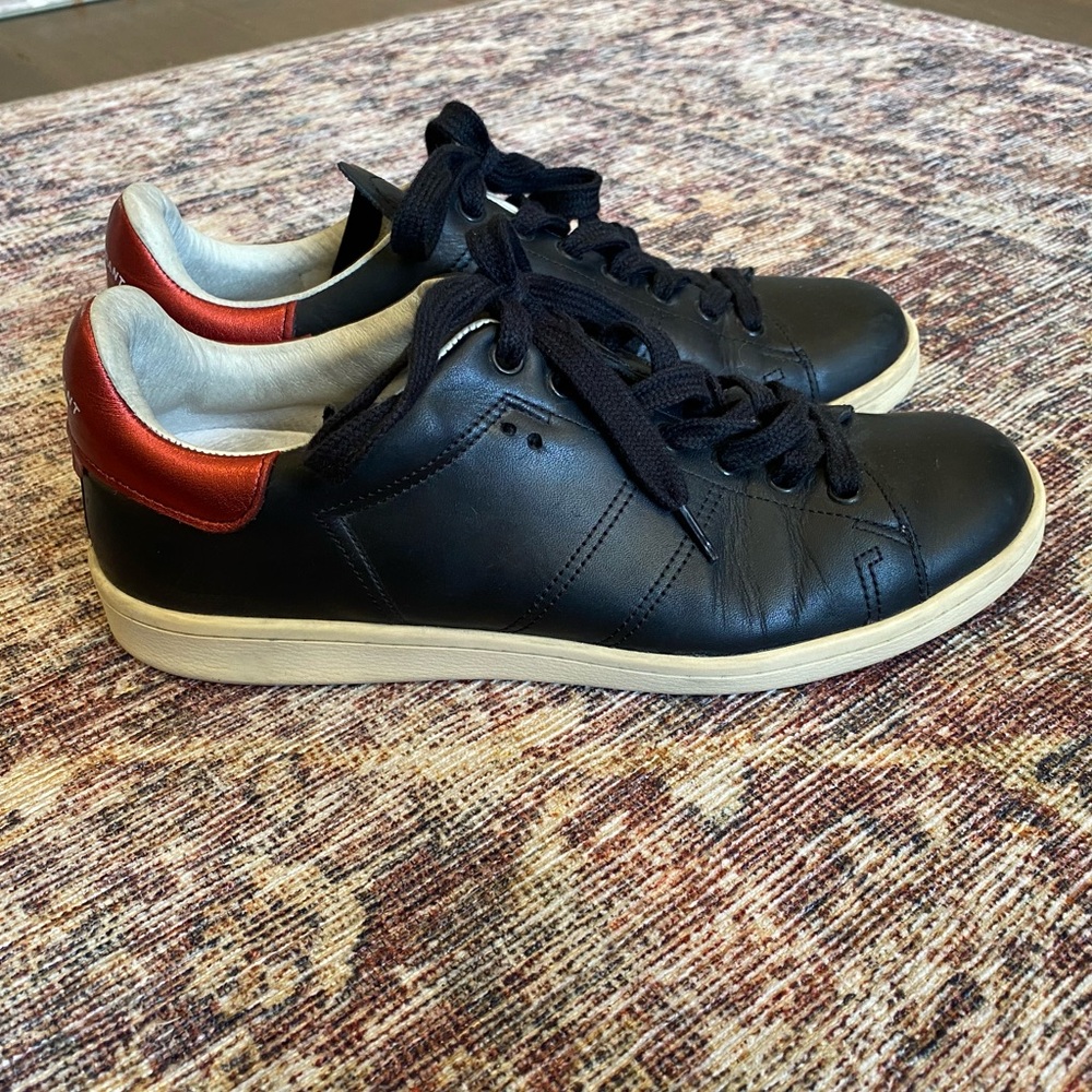 Isabel Marant Black Leather Sneakers